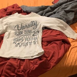 Varsity White and Blue Kids Long Sleeve Tee